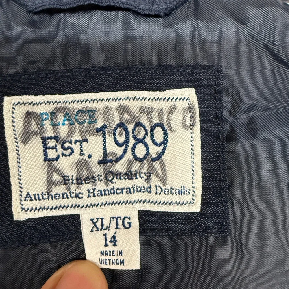 The Children's Place Hooded Utility Jacket XL 14 Navy Blue Nylon Windbreaker